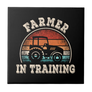 Farmer in Training Tractor Funny Farming Boys Girl Tile
