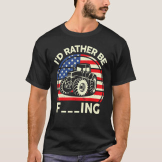 Farmer  Kids Men Women I'd Rather Be Farming Tract T-Shirt