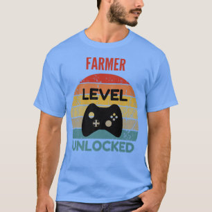 Farmer Level Unlocked  Gamer Gift For Starting New T-Shirt