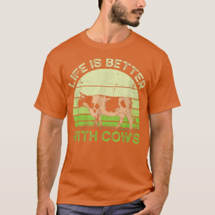 Farmer Life Is Better With Cows Retro Vintage Farm T-Shirt