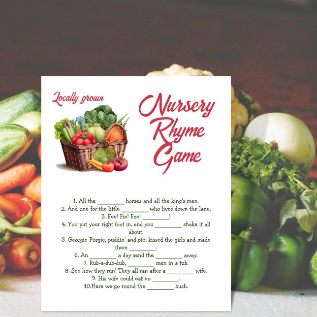 Farmer Market Locally Grown Baby Shower Rhyme Game (Creator Uploaded)