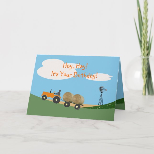 Farmer on Tractor Birthday Card (Front)