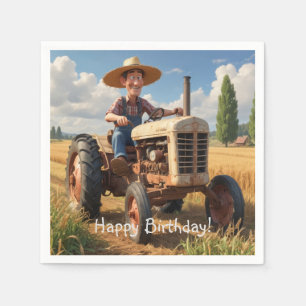 Farmer On Tractor Napkin