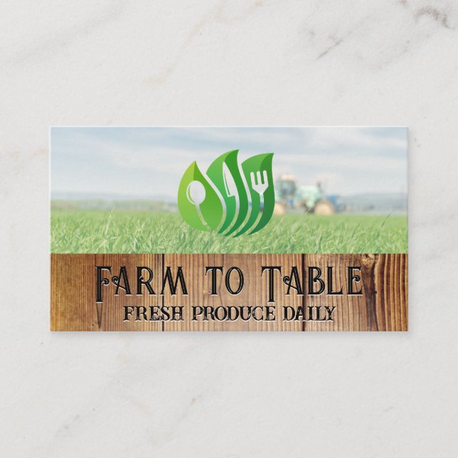Farmer on Tractor | Restaurant Logo Business Card (Front)