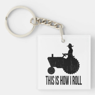 Farmer on Tractor This is How I ROLL Key Ring