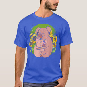 Farmer Pig Family Farm Animal Lover Cute Sunflower T-Shirt