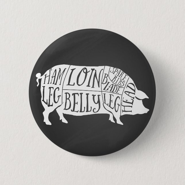 farmer pig pork butcher meat cuts art small holder 6 cm round badge (Front)