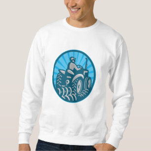 Farmer Plowing With Tractor Retro Sweatshirt