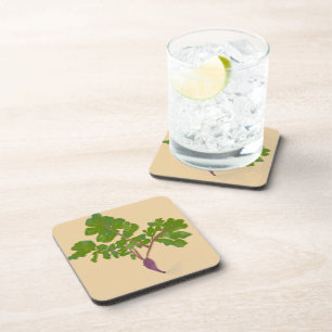Farmer Radish Turnips Plants Gardening Coaster