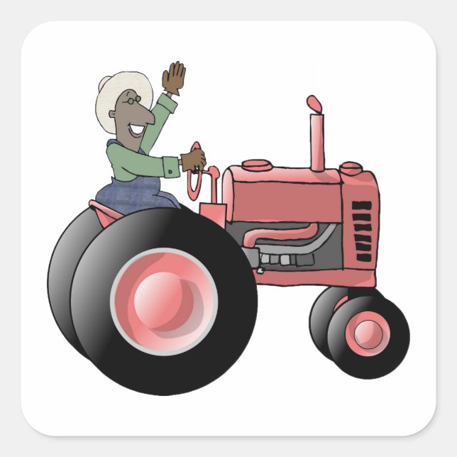 Farmer Riding A Tractor Square Sticker (Front)