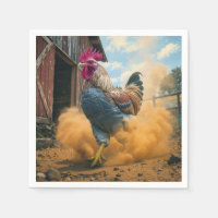 Farmer Rooster Kicking Up Dust