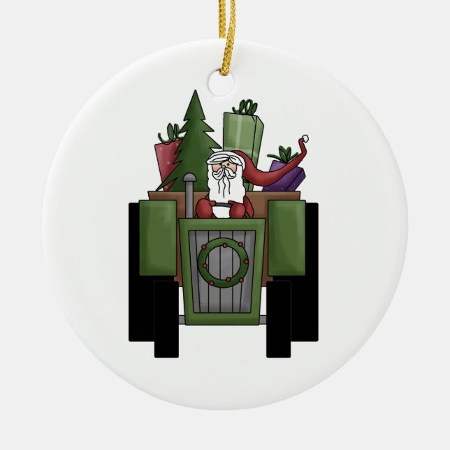Farmer Santa Ceramic Tree Decoration (Front)