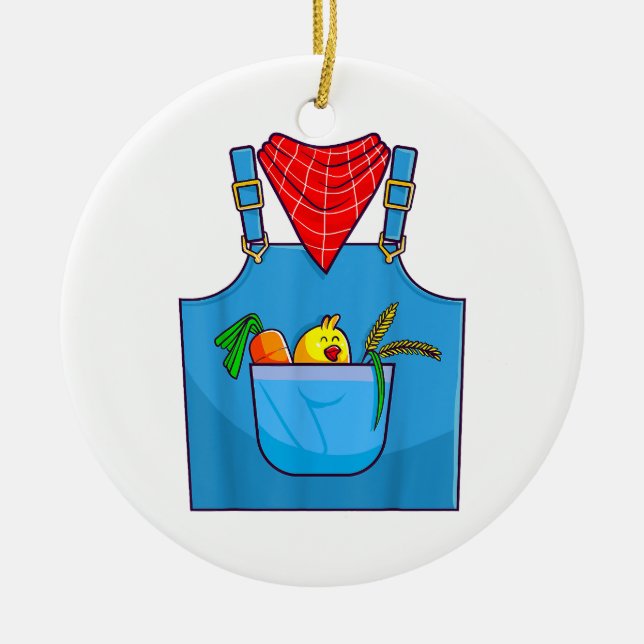 Farmer Simple Cute Farm  Ceramic Tree Decoration (Front)