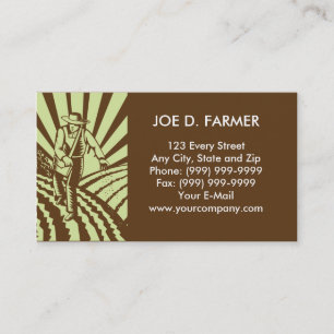 farmer  sowing seeds ploughed field business card