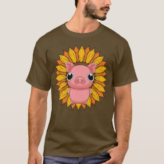 Farmer Sunflower Piglet Farm Animal Farming Cute P T-Shirt
