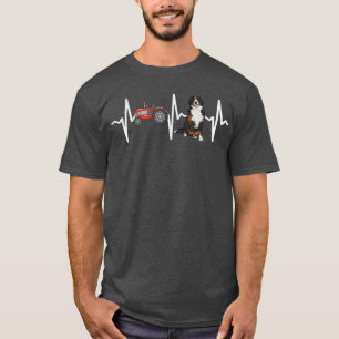 Farmer Tractor Bernese Mountain Dog Heartbeat Dog T-Shirt
