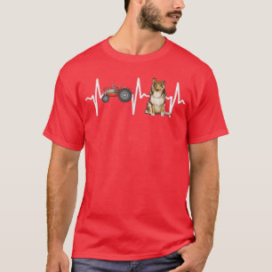 Farmer Tractor Collie Heartbeat Dog Lover T-Shirt