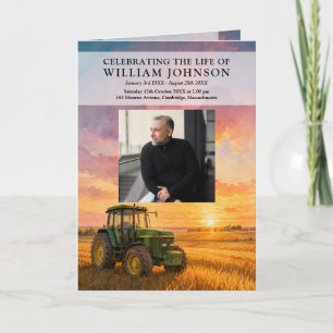 Farmer Tractor Funeral Memorial Order Of Service Programme