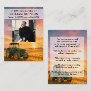 Farmer Tractor Funeral Prayer Poem Photo Cards