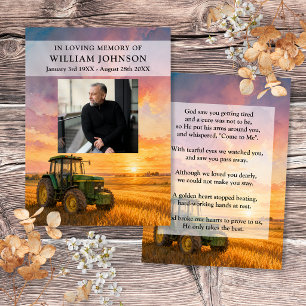 Farmer Tractor Funeral Prayer Poem Photo Cards