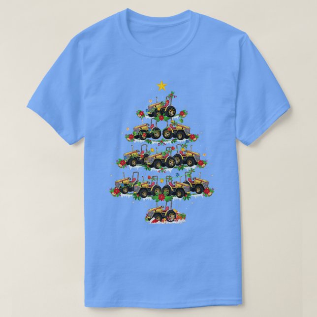 Farmer Tractor Lover Matching Santa Tractor Christ T-Shirt (Design Front)