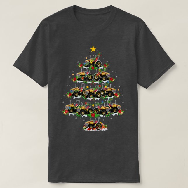 Farmer Tractor Lover Matching Santa Tractor Christ T-Shirt (Design Front)