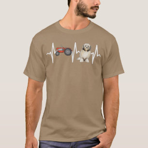 Farmer Tractor Lowchen Heartbeat Dog Lover  T-Shirt
