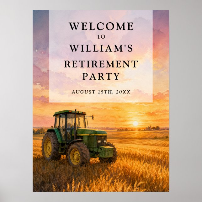Farmer Tractor Retirement Party Welcome Sign (Front)