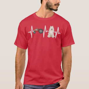 Farmer Tractor Samoyed Heartbeat Dog Lover T-Shirt