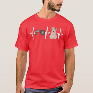 Farmer Tractor Sealyham Terrier Heartbeat Dog Love T-Shirt