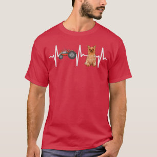 Farmer Tractor Silky Terrier Heartbeat Dog Lover T-Shirt