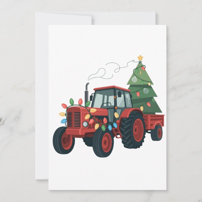 Farmer Tractor Xmas Lighting Tractor Christmas   Announcement (Front)