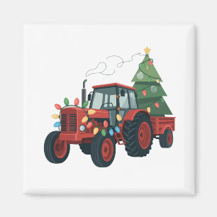 Farmer Tractor Xmas Lighting Tractor Christmas Magnet