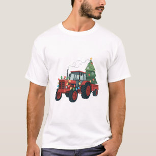 Farmer Tractor Xmas Lighting Tractor Christmas   T-Shirt