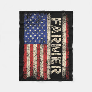 Farmer Tractors Usa American Flag Patriotic Farmin Fleece Blanket