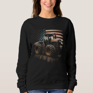 Farmer Tractors USA Flag Patriotic Farming Sweatshirt