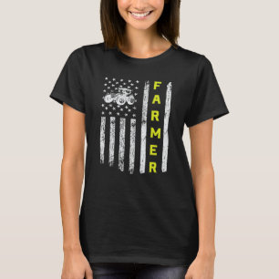 Farmer USA Flag Patriotic Farm Tractors Farming Te T-Shirt