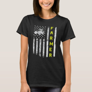Farmer USA Flag Patriotic Farm Tractors Farming Te T-Shirt