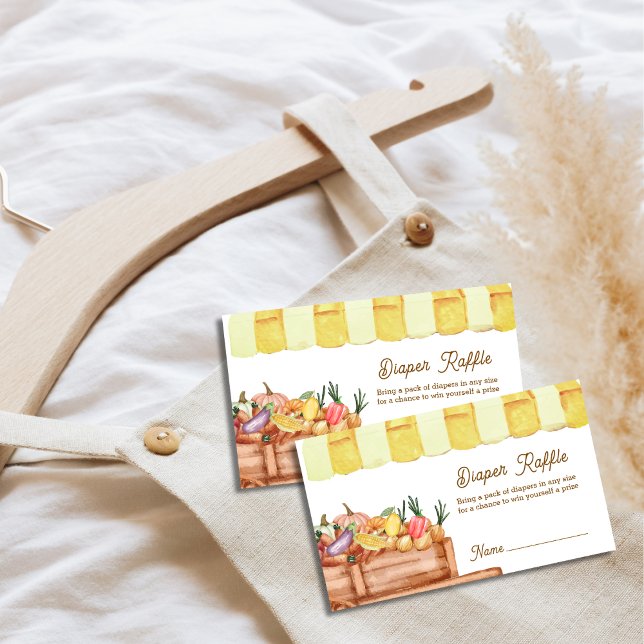 Farmer Veggie Fruits Diaper Raffle Baby Shower Enclosure Card (Farmer Veggie Fruits Diaper Raffle Baby Shower Enclosure Card)