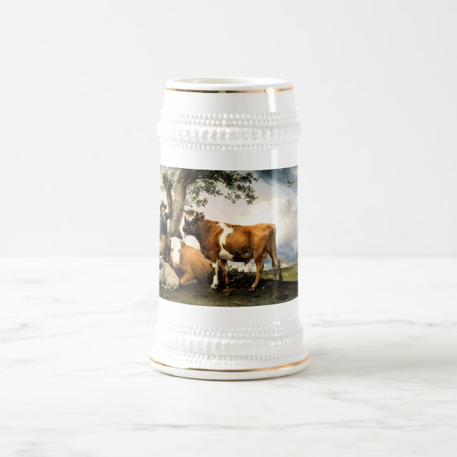 Farmer with cows and sheep beer stein (Center)