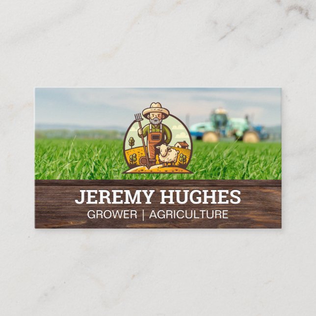 Farmer with Livestock Business Card (Front)