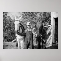 Farmer with Plough Horses, 1930s