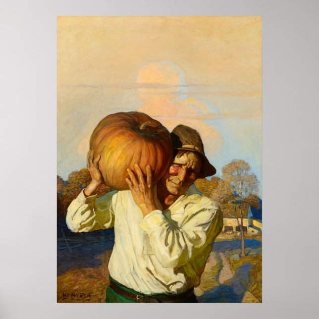 Farmer with Pumpkin by Newell Convers Wyeth Poster (Front)