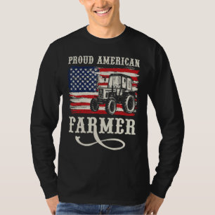Farmer with USA Flag Proud American Farmer T-Shirt