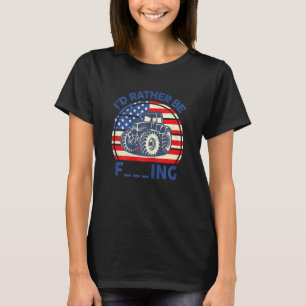 Farmer Women Girl I'd Rather Be Farming Tractor T-Shirt