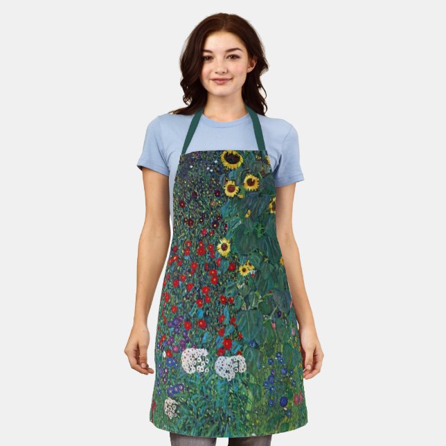 Farmergarden w Sunflower by Klimt, Vintage Flowers Apron (Worn)