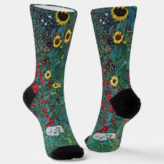 Farmergarden w Sunflower by Klimt, Vintage Flowers Socks (Angled)