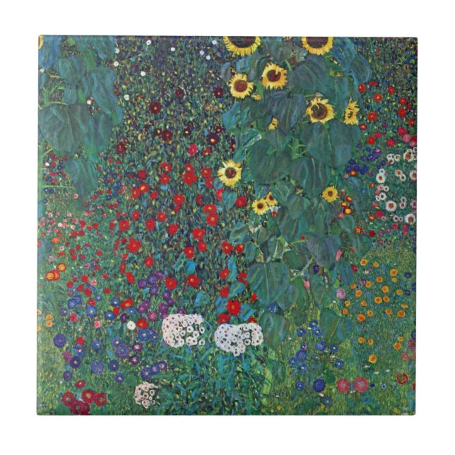 Farmergarden w Sunflower by Klimt, Vintage Flowers Tile (Front)