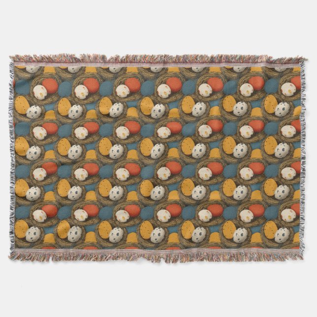 Farmer's Colorful Spotted Hen Eggs Throw Blanket (Front)