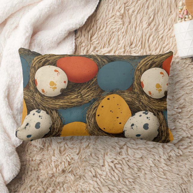 Farmer's Colourful Spotted Hen Eggs Lumbar Cushion (Blanket)